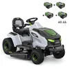 Image de PACK Tracteur tondeuse autoportÃ©e Ã  Ã©jection latÃ©rale et mulching, 4 batteries 10Ah et chargeur rapide - EGO TR4201E