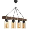 Image de Concept-Usine Suspension filaire 4 lampes bois et métal SAPHIA