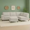 Image de CanapÃ© d'angle 4-5 places en tissu chenille beige avec pouf COLCHESTER