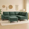 Image de CanapÃ© d'angle 4-5 places en tissu chenille vert avec pouf COLCHESTER