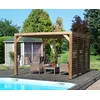 Image de Pergola En Bois Massif Traité - Ventelles Mobiles - Dimensions 341 X 313 Cm - Visserie Inox