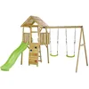 Image de Kangui Aire De Jeux Portique En Bois Woodi - Double Balançoire, Toboggan, Mur D'escalade, Cabane, Échelle