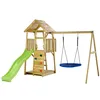 Image de Kangui Aire De Jeux Portique En Bois Woodi - Double BalanÃ§oire Et Nid Ã100cm, Toboggan, Mur D'escalade, Bac A Sable, Cabane, Ãchelle
