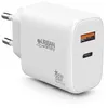 Image de Chargeur secteur Urban Factory avec 1 port USB-C 45 W + 1 port USB-A 18 W Charge rapide Blanc