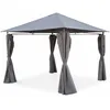 Image de Sweeek Tonnelle 3x3 M Elusa Toile Grise Pergola Avec Rideaux Tente De Jardin Barnum Chapiteau