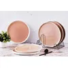 Image de Lot De 6 Assiettes Plates En Grès Rose D27