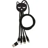 Image de Câble de charge universel 3 en 1 Yello koko Andy 1 m Chat Noir