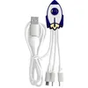 Image de Câble téléphone portable Yello koko Andy USB-A vers USB-C/Micro/Light 15 cm Fusée Blanc