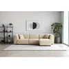 Image de CanapÃ© 3 places + 1 pouf modulable velours cÃ´telÃ© beige MONROE