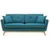 Image de CanapÃ© 3 places scandinave et 2 coussins en tissu bleu canard HOGA