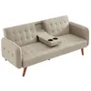 Image de CanapÃ© 3 places convertible avec tablette centrale rabattable beige INVERNESS