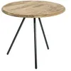 Image de Table basse ronde BASTIAN en chêne massif et acier noir 50cm