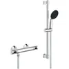 Image de Ensemble de douche avec mitigeur thermostatique, pommeau 1 jet, barre 60cm et flexible - GROHE 34800001 - Economie d'eau - ChromÃ©