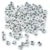 Image de Perles plastiques à lettres, carrées, blanc, 5x5 mm