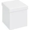 Image de Repose-pieds pliable Setti de couleur blanche, sert de pouf et de boÃ®te de rangement.