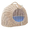 Image de Panier de transport chat Aumüller en osier blanchi L50 l39 H44 cm avec coussin - Panier pour chien