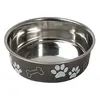 Image de Gamelle en inox Karlie à motifs de pattes, noir pour chien - 800 mL, diamètre 17 cm