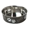 Image de Gamelle en inox Karlie à motifs de pattes, noir pour chien - 2,2 L, 23 cm