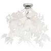 Image de Trio Leuchten Moderne Plafonnier Romantique Blanc Avec Feuilles - Feder Plastique /MÃ£Â©Tal Blanc Rond / Luminaire / Lumiere / ÃÂClairage / IntÃ£Â©Rieur / Salon / Cuisine E27 Max. 1 X 28 Watt