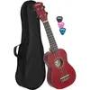 Image de Cascha Hh 3961 UkulÃ©lÃ© Soprano Rouge Avec Housse Et MÃ©diators