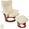 Image de Robas Lund Fauteuil Relax Montreal, Fauteuil De Télévision, Tabouret, Cuir, Charge 130kg   Crème, Doré