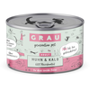 Image de 12x200g Grau menu gourmand sans céréales poulet, veau - Pâtée pour chat