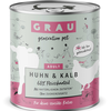 Image de 6x800g Grau menu gourmand sans céréales poulet, veau - Pâtée pour chat