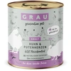 Image de Grau menu gourmand sans céréales 6 x 800 g pour chat - poulet, coeurs de dinde