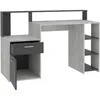 Image de Bureau avec rÃ©hausse et rangements BOLTON - MÃ©lamine gris bÃ©ton/antracite - L138,5 x H91,6 x P53,5 cm