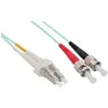 Image de InLine - Cordon de raccordement - LC multi-mode (M) pour ST multi-mode (M) - 0.5 m - fibre optique - duplex - 50 / 125 microns - OM3 - sans halogène - turquoise