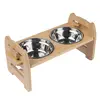 Image de Gamelle double Modern Living Ubud avec support en bambou pour chien