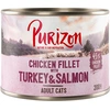 Image de Purizon Adult 6 x 200 g - sans céréales pour chat - filet de poulet, dinde, saumon