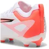 Image de Puma Chaussures De Football Ultra 5 Match Fg/Ag Enfant Et Adolescent, Chaussures, Blanc/Noir/Glowing Rouge, 38