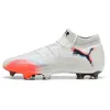 Image de Puma Chaussure De Football Future 8 Ultimate Fg Unisexe, Chaussures, Blanc/Noir/Glowing Rouge, 43