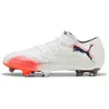Image de Puma Chaussure De Football Basses Future 8 Ultimate Fg Unisexe, Chaussures, Blanc/Noir/Glowing Rouge, 42.5