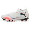 Image de Puma Chaussure De Football Future 8 Match Fg/Ag Unisexe, Chaussures, Blanc/Noir/Glowing Rouge, 44