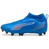 Image de Puma Puma Chaussure De Football Sans Lacets Ultra 6 Match+ Fg/Ag Enfant Et Adolescent, Chaussures, Ultra Bleu/Blanc/Glowing Rouge, 38