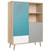Image de CUBA Buffet haut dÃ©cor chene sonoma et blanc - Style scandinave - L 103 x P 40 x H 139 cm