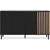 Image de Buffet 3 portes et 4 Tiroirs Noir et Bois - L160 cm