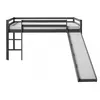 Image de HomeStyle4U Lit Mezzanine Gris Pour Enfants Avec Toboggan Et Echelle, 90 X 200 Cm