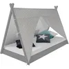 Image de HomeStyle4U Lit Tipi Enfant 90x200 Tissu Gris Toil