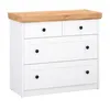 Image de HomeStyle4U Commode Chne Blanc En Bois Massif Avec 4 Tiroirs Sideboard 92,3 X 82 X 41,8 Cm