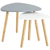 Image de SoBuy Tables Basses Gigognes Set De 2 Gris Effet Bois Blanc Et Gris