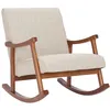 Image de Chaise a bascule Morelia en tissu avec pieds Noyer , Crème