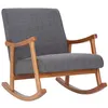 Image de Chaise a bascule Morelia en tissu avec pieds Noyer , Gris clair