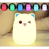 Image de Chat coloré LED veilleuse RGB télécommande silicone USB lampe de chevet chambre rechargeable