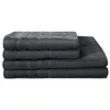 Image de LOVELY HOME Lot de 2 serviettes + 2 draps de douche 100% coton - 50x100 cm / 70x140 cm - Gris anthracite