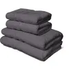 Image de Ensemble De Serviettes Lovely Home 4 PiÃ¨ces Anthracite 100% Coton 500 G/MÂ² (2 Draps De Douche 70x140 Cm + 2 Serviettes InvitÃ© 50x100 Cm)