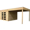 Image de Abri De Jardin Avec Terrasse Tarento - Bois Massif 19mm - 292x290cm