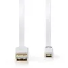 Image de Nedis - Câble USB - USB (M) pour Micro-USB Type B (M) - USB 2.0 - 1 m - moulé, plat - blanc